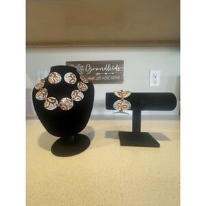 3 Piece MCM Enamel Over Copper Vintage Jewelry Match Necklace Earrings Bracelet